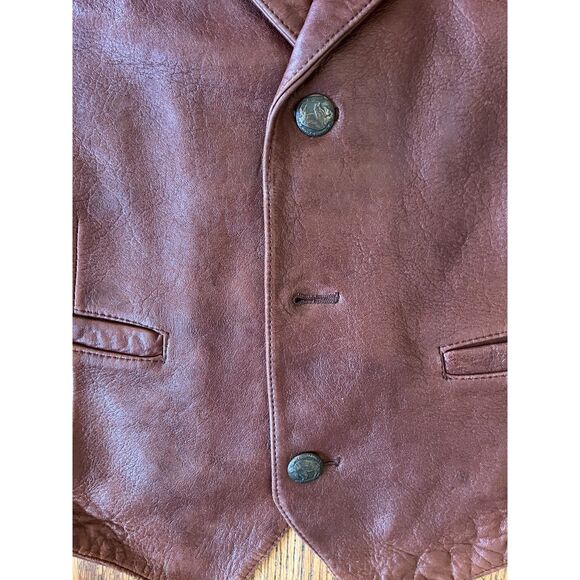 Vintage Villa Classico Brown Leather Button Up Vest Tank  Mens Size XL - Picture 7 of 9